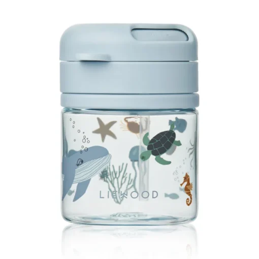 LIEWOOD Becher mit Trinkhalm Pavia 280ml Sea creature / Sandy