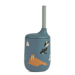 LIEWOOD Becher mit Trinkhalm Ellis 230ml Arctic Sea / Ocean view