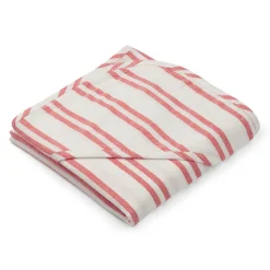 LIEWOOD Kapuzenhandtuch Mie Stripe: Creme de la creme/Apple red