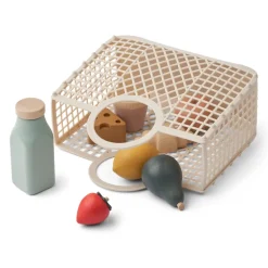 LIEWOOD Lebensmittel aus Holz mit Einkaufskorb Florin Sandy multi mix