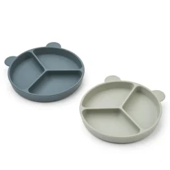LIEWOOD Menu00fcteller mit Saugnapf Stacy Whale blue / Dove blue 2er-Set