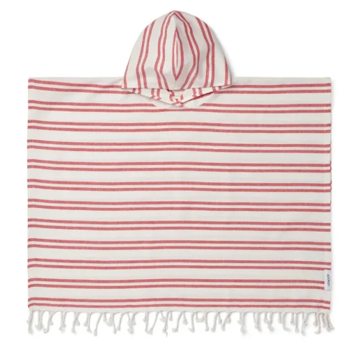 LIEWOOD Poncho Roomie Stripe: Creme de la creme/Apple red