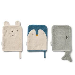 LIEWOOD Waschhandschuh Sylvester Arctic Sea / Ocean view 3er-Set