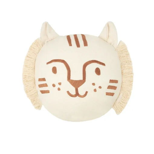 Nobodinoz Kissen Bestickt Tiger Face Brown/ Natural