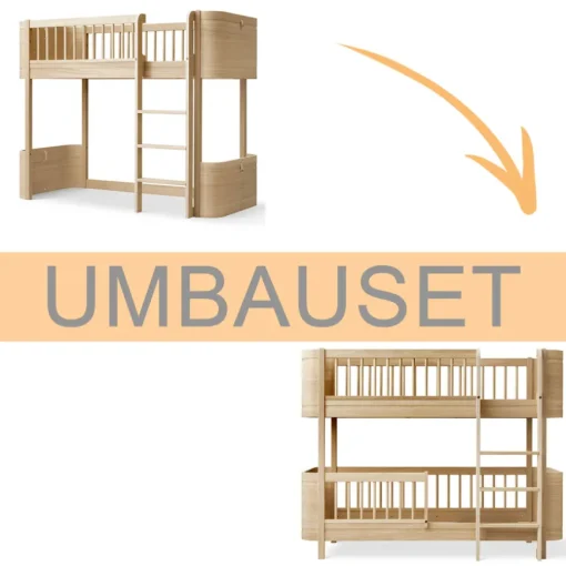 Oliver Furniture Umbauset Wood Mini+ halbhohes Hochbett zum halbhohen Etagenbett Eiche
