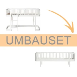 Oliver Furniture Umbauset Wood Original Halbhohes Hochbett zum Bettsofa Weiu00df