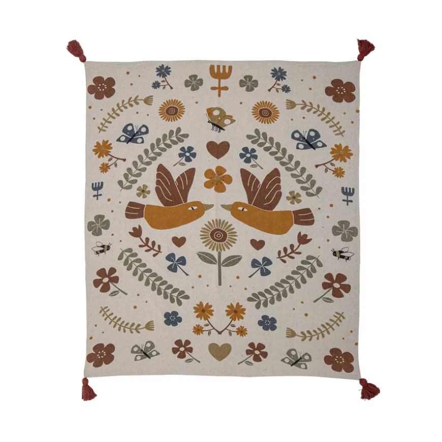 Bloomingville Tagesdecke Braun mit Vu00f6geln