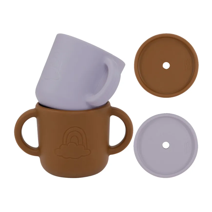 by Lille Vilde Henkeltasse mit Deckel Rainbow Lilac & Cocoa 2er-Set