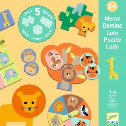 Djeco Lernspiele Wilde Tiere - 5 Spiele