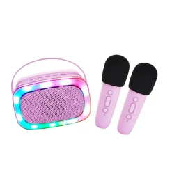 Lalarma Karaoke Lautsprecher mit Beleuchtung 2x Mikrofon Purpleu00a0