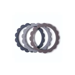 Mushie Armband Blumen Steel/Dove Gray/Stone 3er-Set