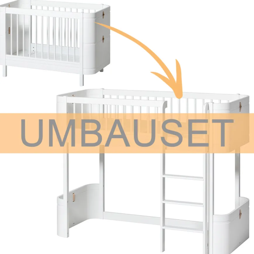 Oliver Furniture Umbauset fu00fcr Baby- und Kinderbett Wood Mini+ zum halbhohen Hochbett Weiu00df