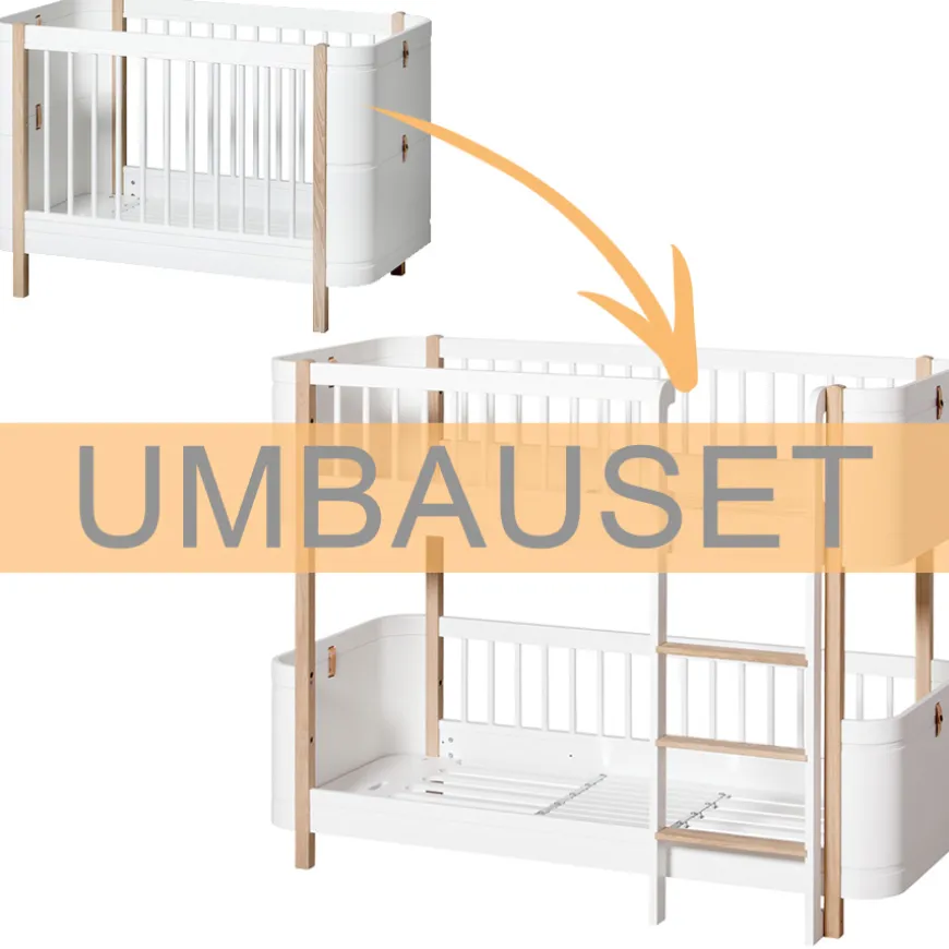 Oliver Furniture Umbauset Wood Mini+ Basic zum halbhohen Etagenbett Weiu00df/Eiche