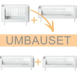 Oliver Furniture Umbauset Wood Mini+ Basic und Geschwisterset zu 2 Juniorbetten Weiu00df