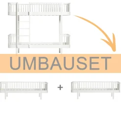Oliver Furniture Umbauset Wood Original Etagenbett zu 2 Bettsofas Weiu00df