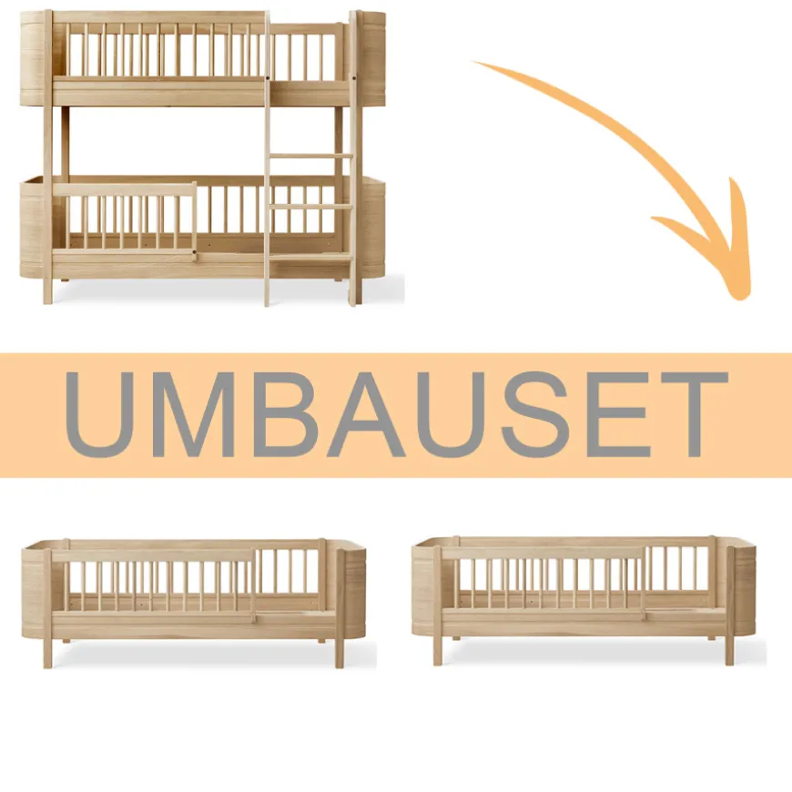 Oliver Furniture Umbauset Wood Mini+ halbhohes Etagenbett zu 2 Juniorbetten Eiche