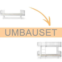 Oliver Furniture Umbauset Wood Original Einzelbett/Juniorbett zum halbhohen Etagenbett weiu00df