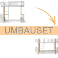 Oliver Furniture Umbauset Wood Original Hochbett zum halbhohen Etagenbett weiu00df/Eiche