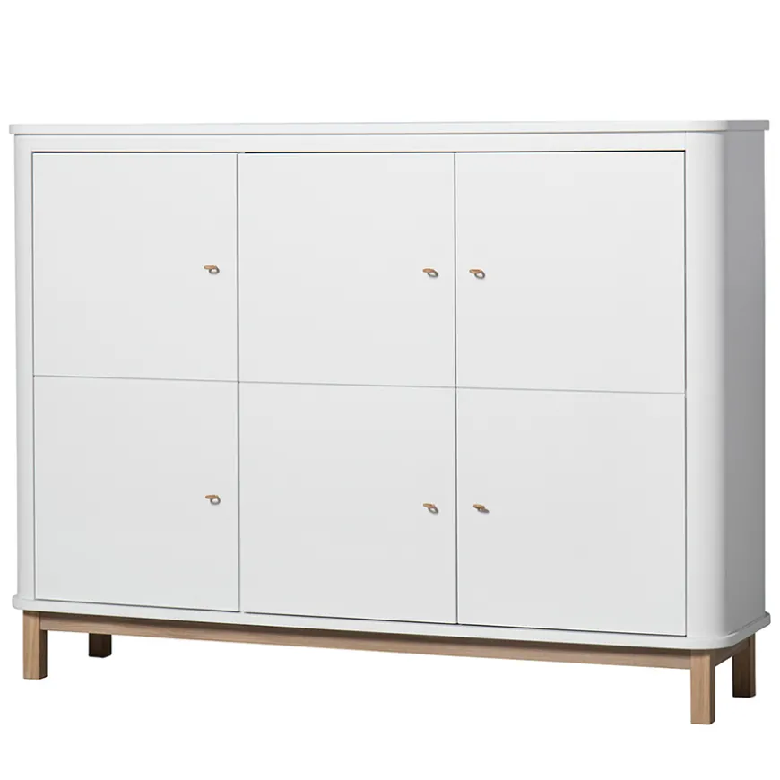 Oliver Furniture Wood Multi-Schrank 3-Tu00fcrig Weiu00df/Eiche