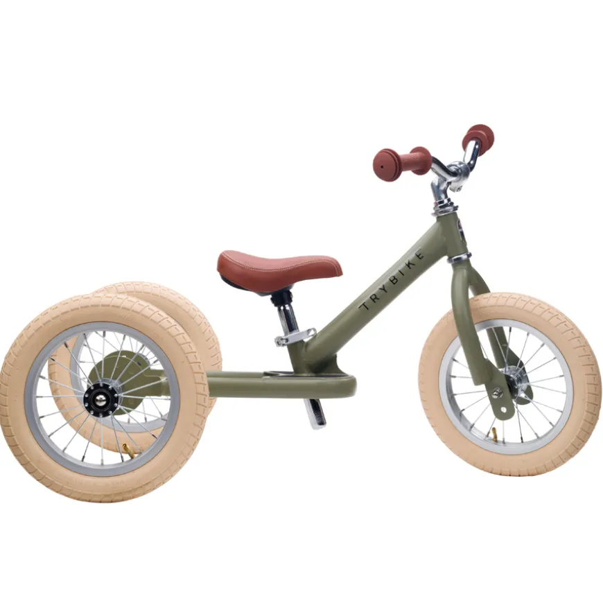 Trybike Dreirad / Laufrad Steel Vintage Green matt 2 in 1